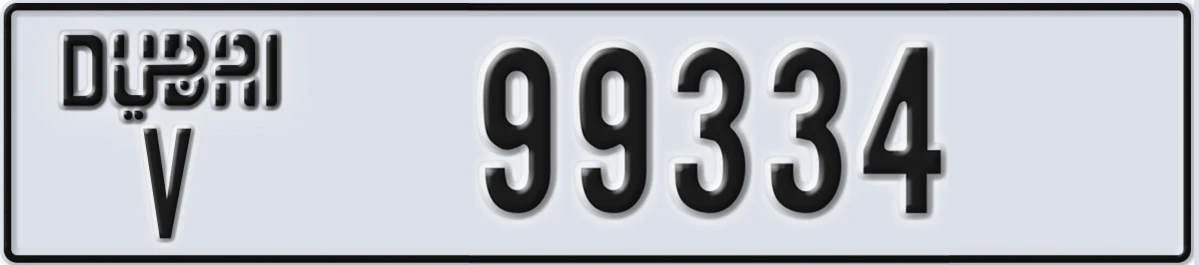 UAE License Plate Dubai V 99334