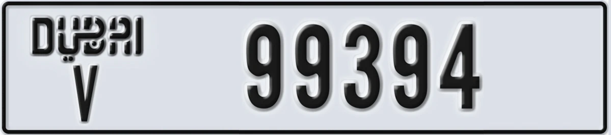 UAE License Plate Dubai V 99394