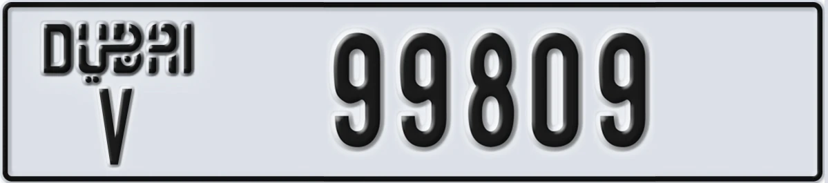 UAE License Plate Dubai V 99809