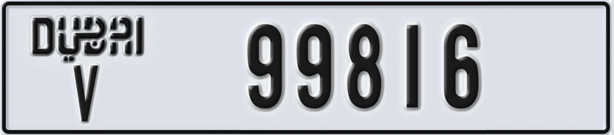 UAE License Plate Dubai V 99816