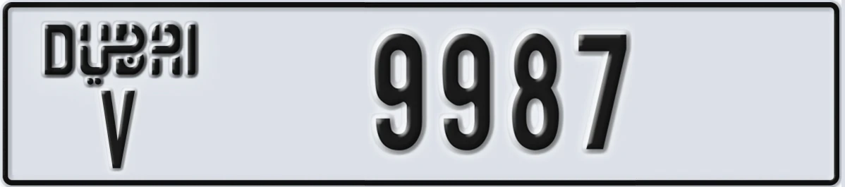 UAE License Plate Dubai V 9987