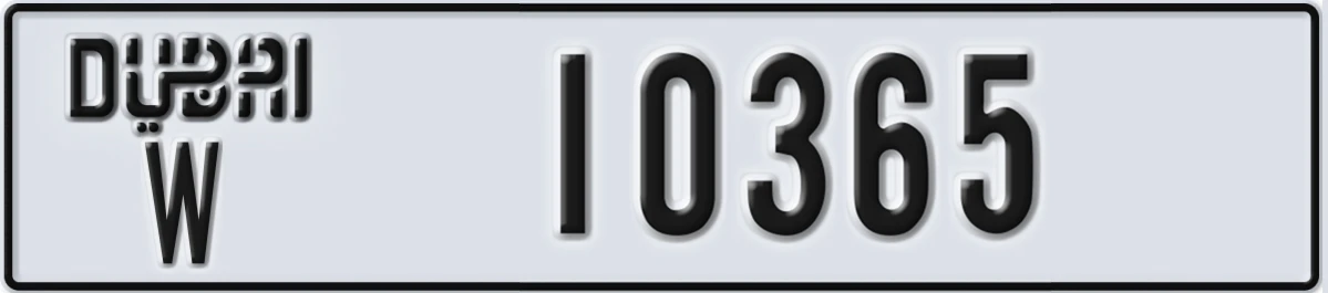 UAE License Plate Dubai W 10365