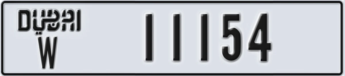 UAE License Plate Dubai W 11154