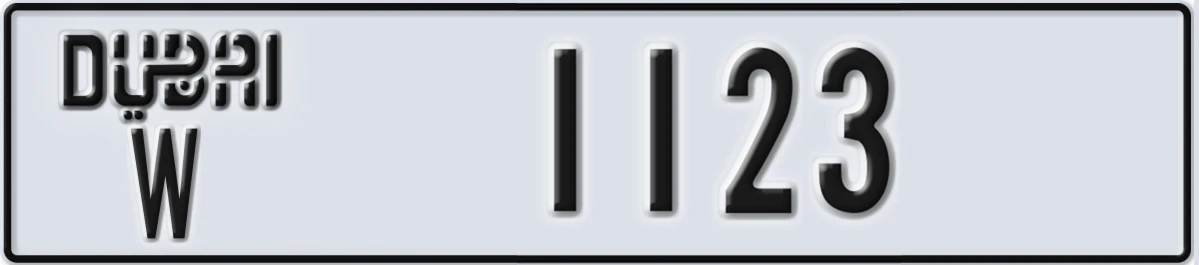 UAE License Plate Dubai W 1123