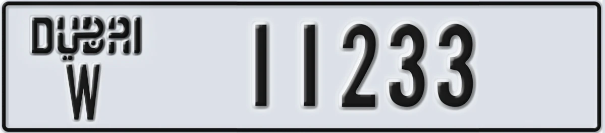 UAE License Plate Dubai W 11233