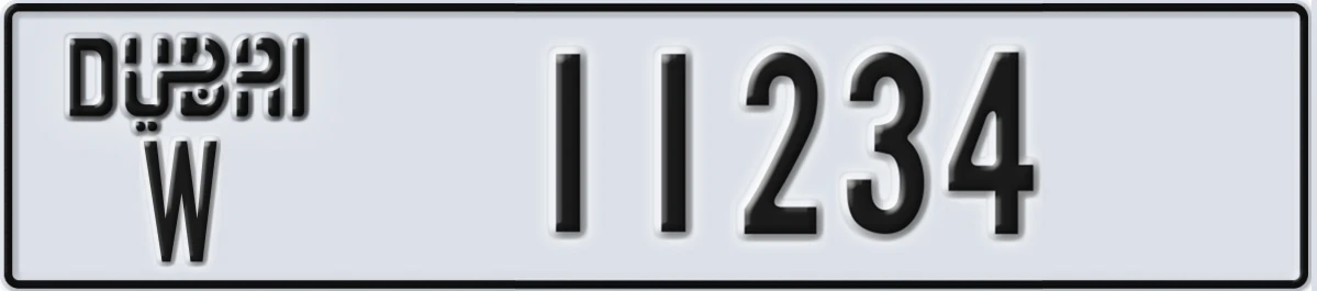 UAE License Plate Dubai W 11234