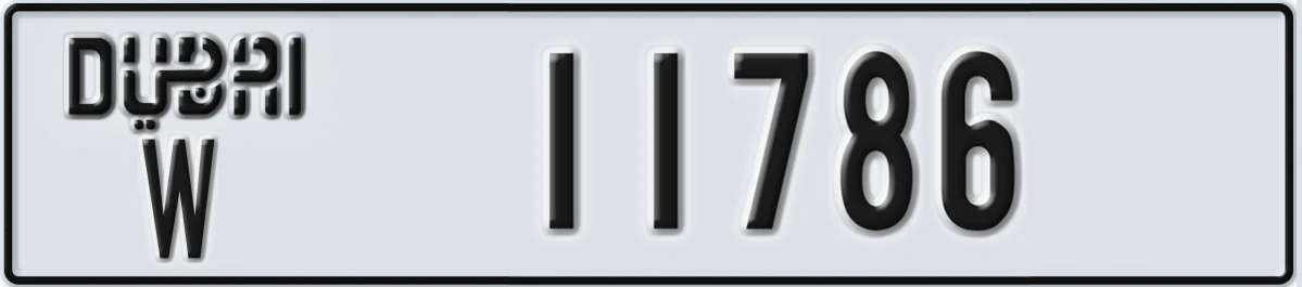 UAE License Plate Dubai W 11786