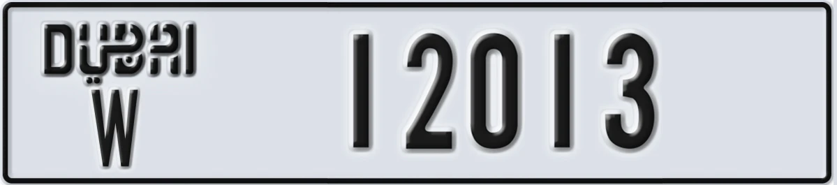UAE License Plate Dubai W 12013