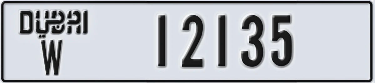 UAE License Plate Dubai W 12135