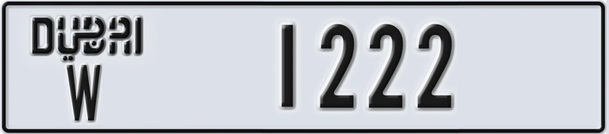 UAE License Plate Dubai W 1222