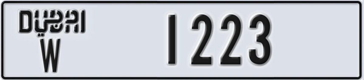 UAE License Plate Dubai W 1223