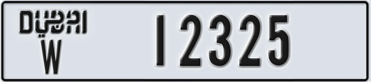 UAE License Plate Dubai W 12325