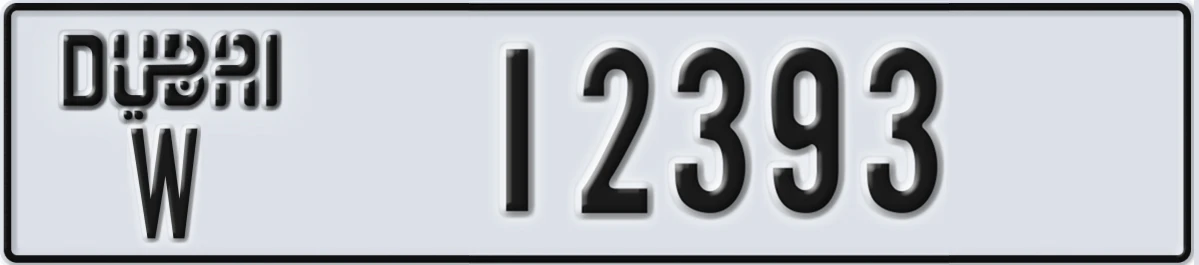 UAE License Plate Dubai W 12393