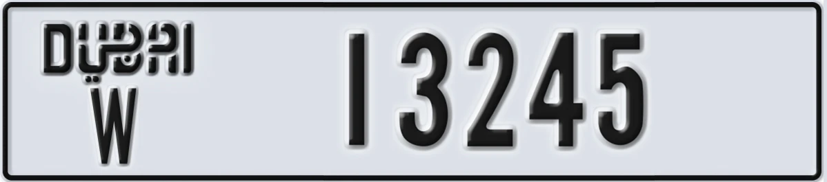 UAE License Plate Dubai W 13245