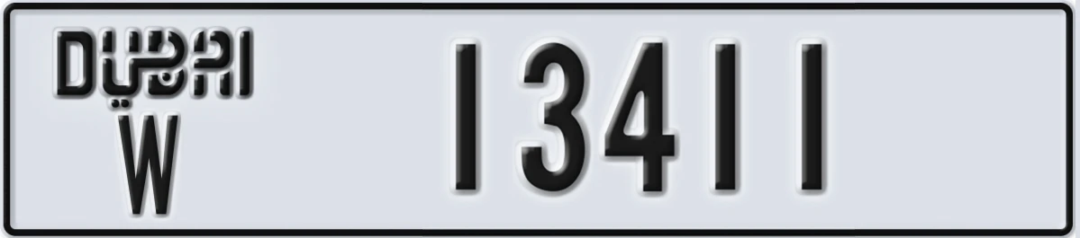 UAE License Plate Dubai W 13411