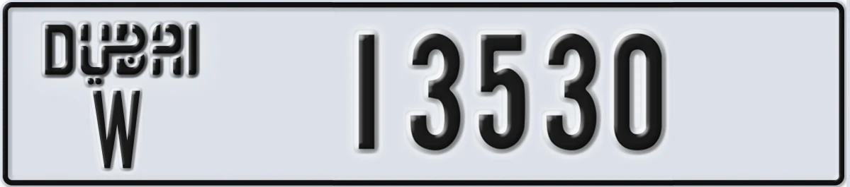 UAE License Plate Dubai W 13530