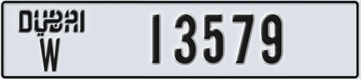 UAE License Plate Dubai W 13579