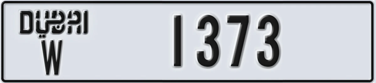 UAE License Plate Dubai W 1373