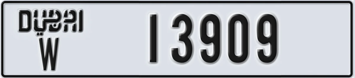 UAE License Plate Dubai W 13909