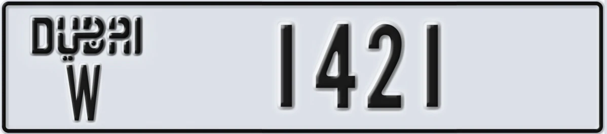 UAE License Plate Dubai W 1421