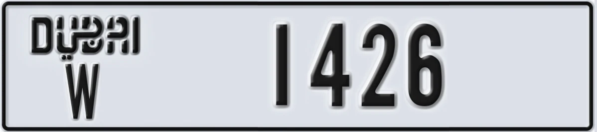 UAE License Plate Dubai W 1426
