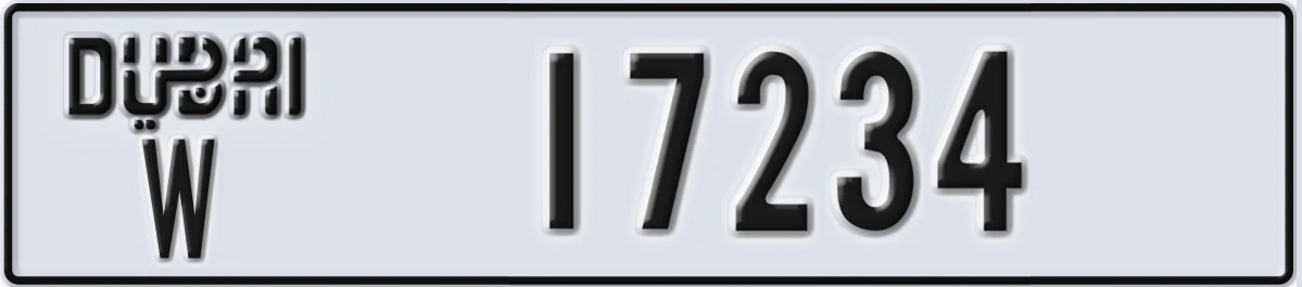 UAE License Plate Dubai W 17234
