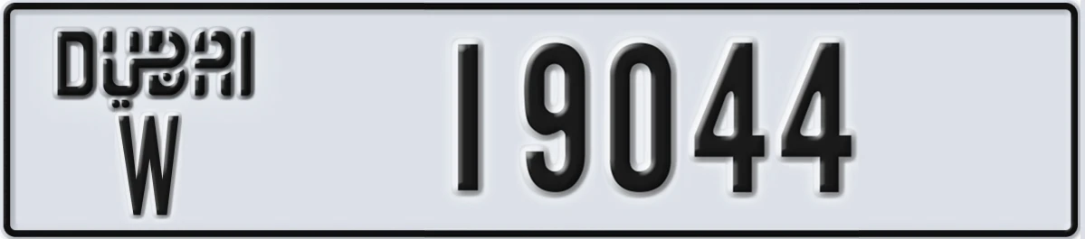 UAE License Plate Dubai W 19044