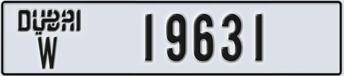 UAE License Plate Dubai W 19631