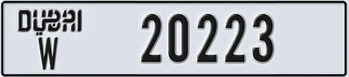 UAE License Plate Dubai W 20223