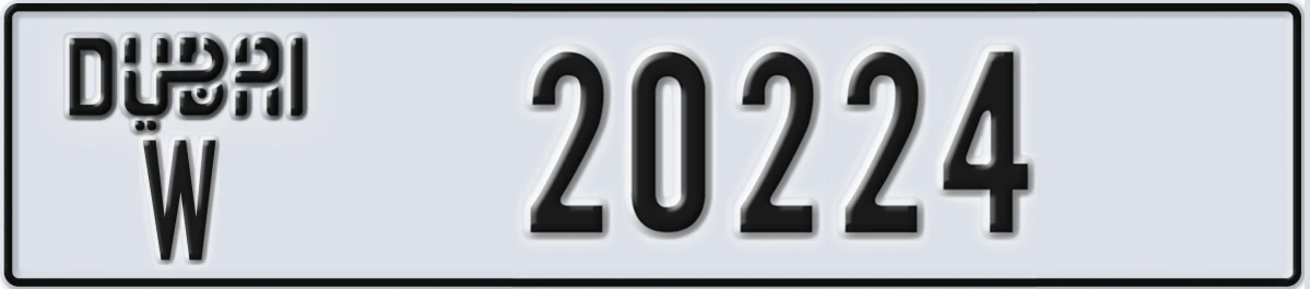 UAE License Plate Dubai W 20224