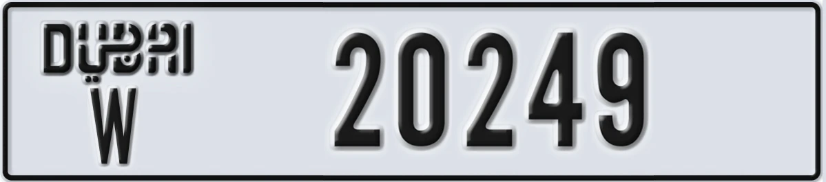 UAE License Plate Dubai W 20249