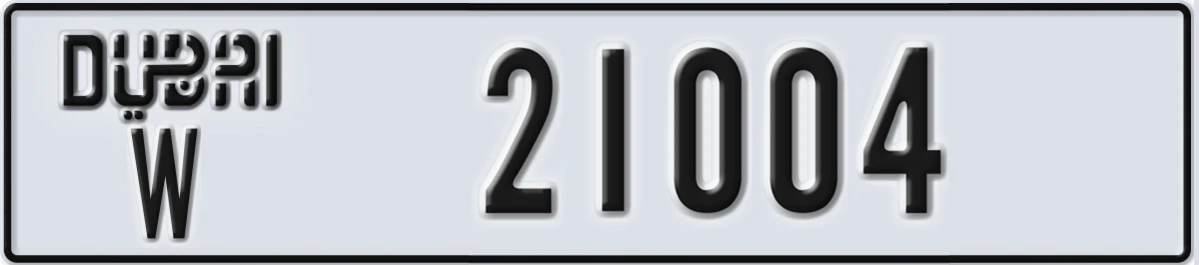 UAE License Plate Dubai W 21004