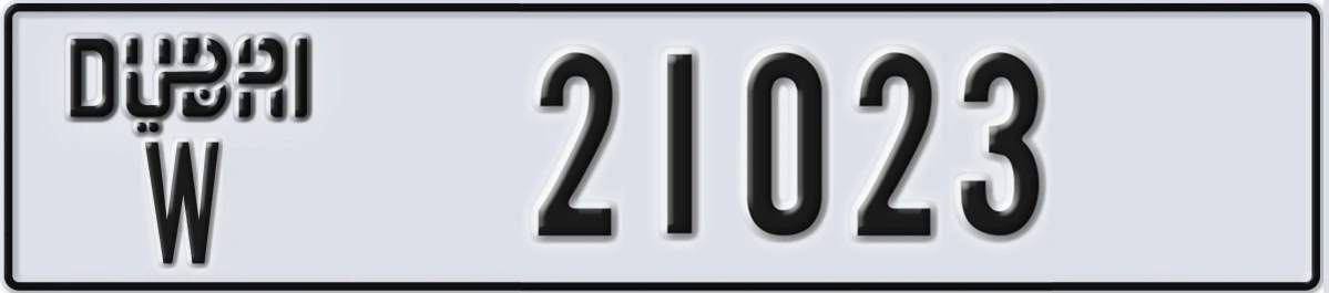 UAE License Plate Dubai W 21023