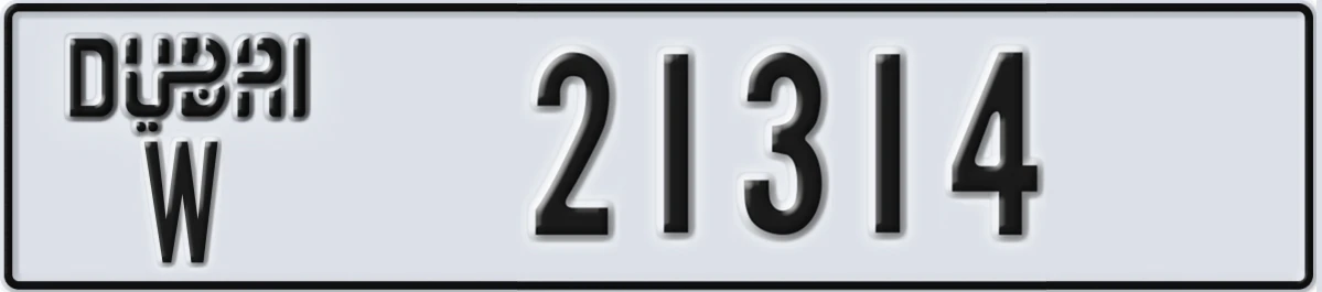 UAE License Plate Dubai W 21314