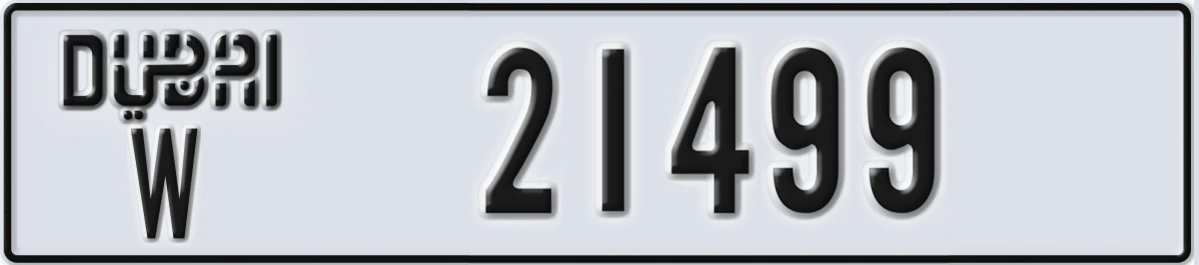 UAE License Plate Dubai W 21499