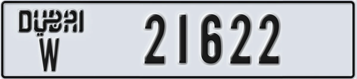 UAE License Plate Dubai W 21622