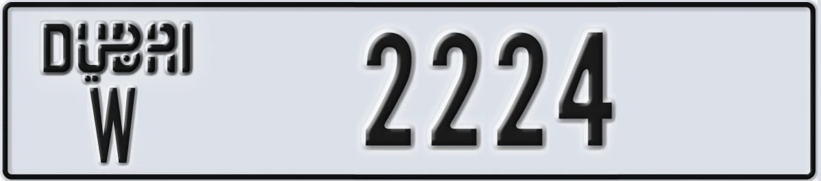 UAE License Plate Dubai W 2224