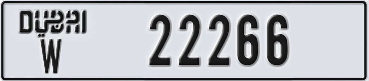 UAE License Plate Dubai W 22266