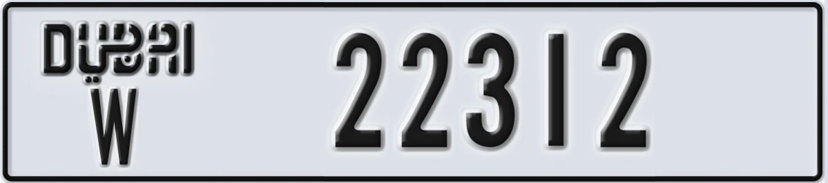 UAE License Plate Dubai W 22312