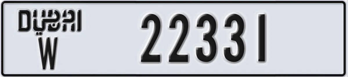 UAE License Plate Dubai W 22331