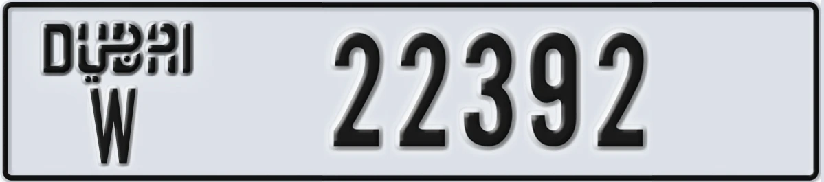 UAE License Plate Dubai W 22392