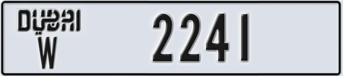 UAE License Plate Dubai W 2241