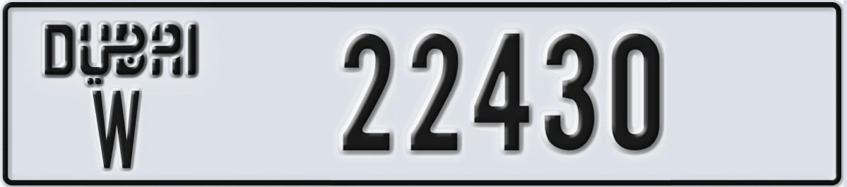 UAE License Plate Dubai W 22430