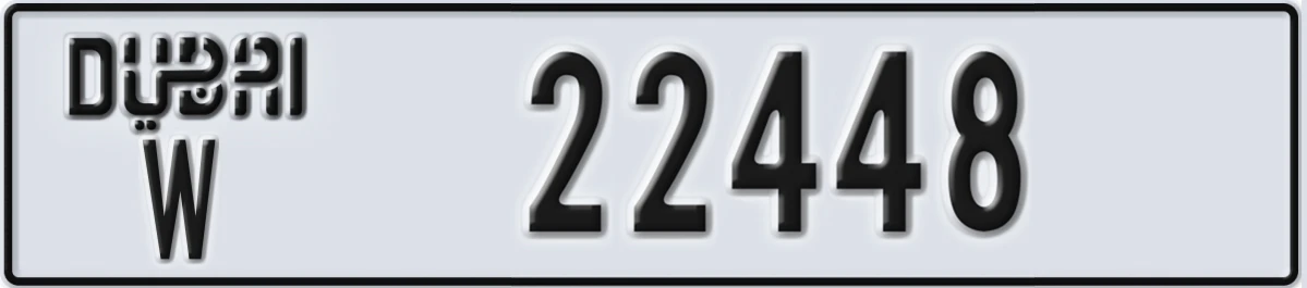 UAE License Plate Dubai W 22448