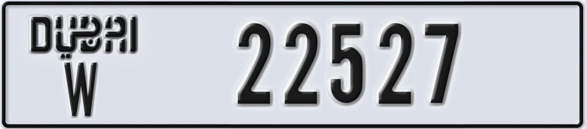 UAE License Plate Dubai W 22527