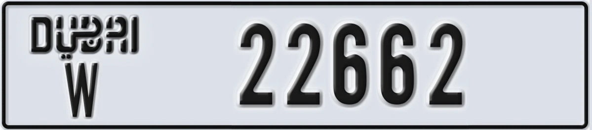 UAE License Plate Dubai W 22662