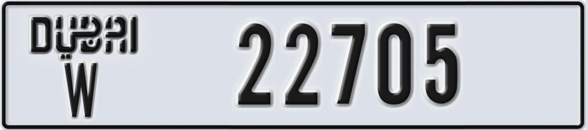 UAE License Plate Dubai W 22705
