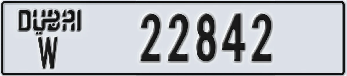UAE License Plate Dubai W 22842