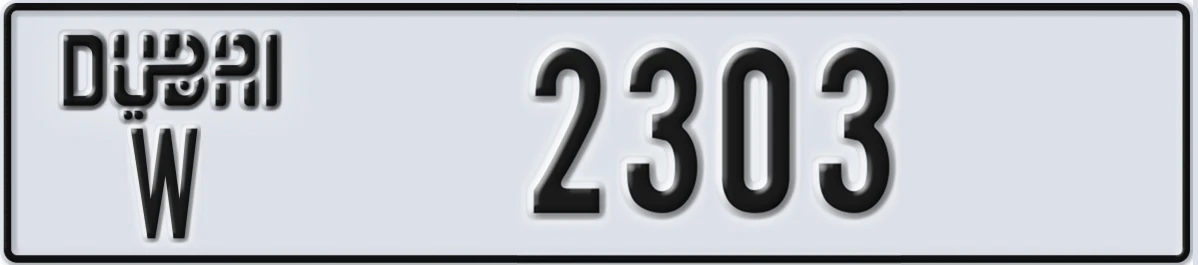 UAE License Plate Dubai W 2303