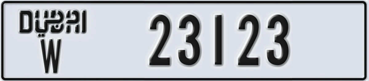 UAE License Plate Dubai W 23123